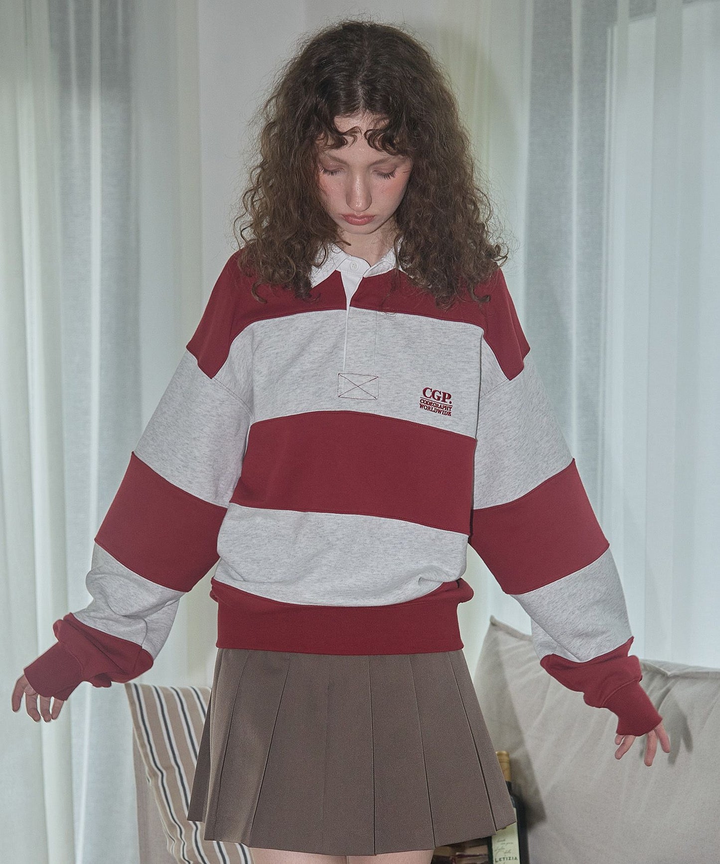 Small Square Logo Stripe Rugby Man-to-Man CBEWUTL030