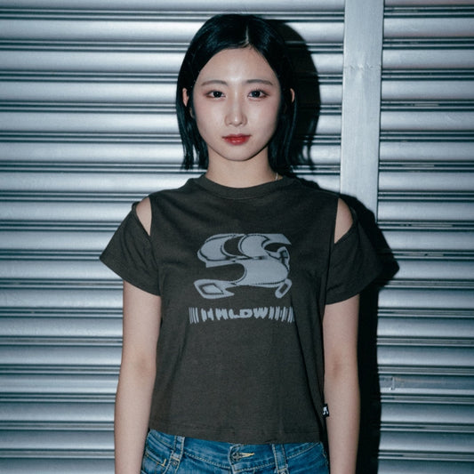 (WOMAN) WAVE Symbol Cut out SHORT SLEEVE T-Shirt