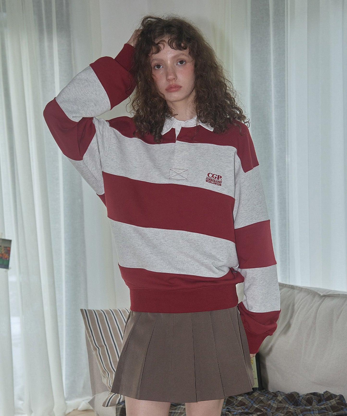 Small Square Logo Stripe Rugby Man-to-Man CBEWUTL030