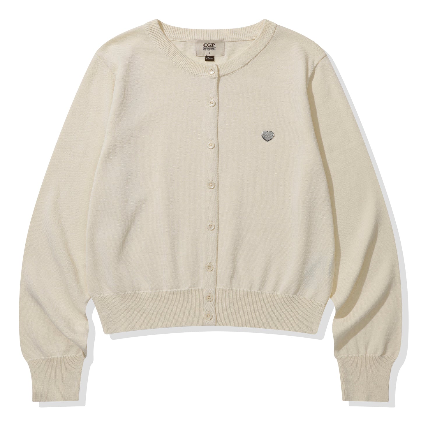 (Women) Square logo basic knit cardigan heart