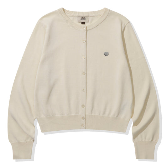(Women) Square logo basic knit cardigan heart