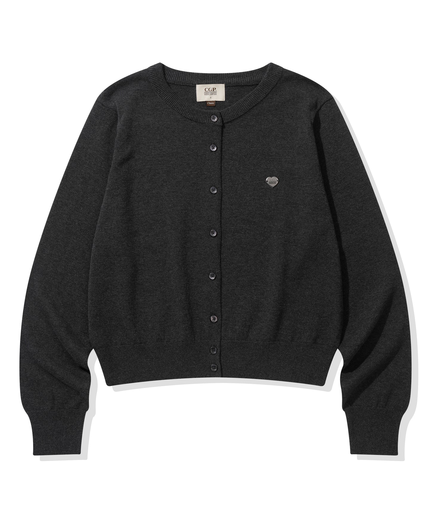 (Women) Square logo basic knit cardigan heart