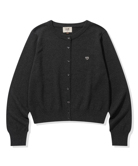 (Women) Square logo basic knit cardigan heart
