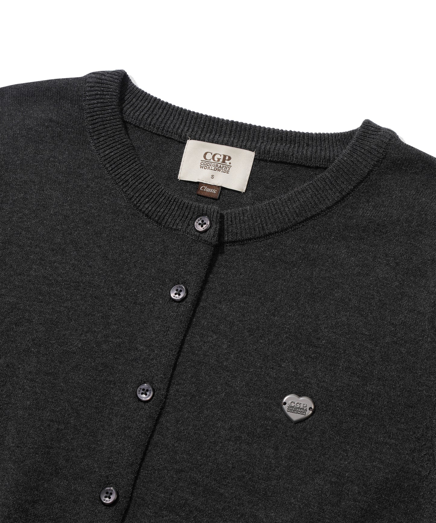 (Women) Square logo basic knit cardigan heart