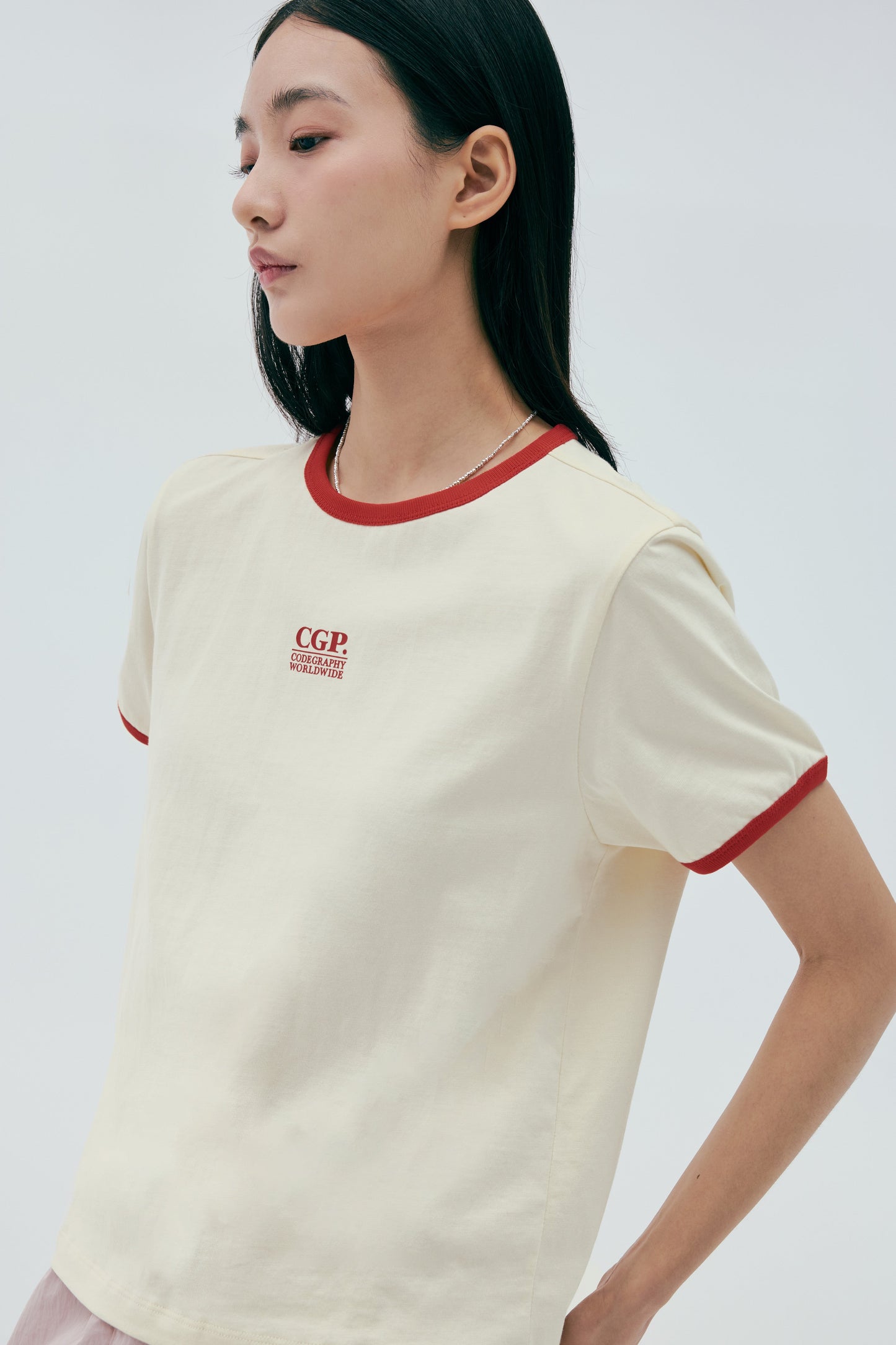 (Women) CGP Small Square Logo Ringer Short Sleeve T-Shirt CBEUWTS017