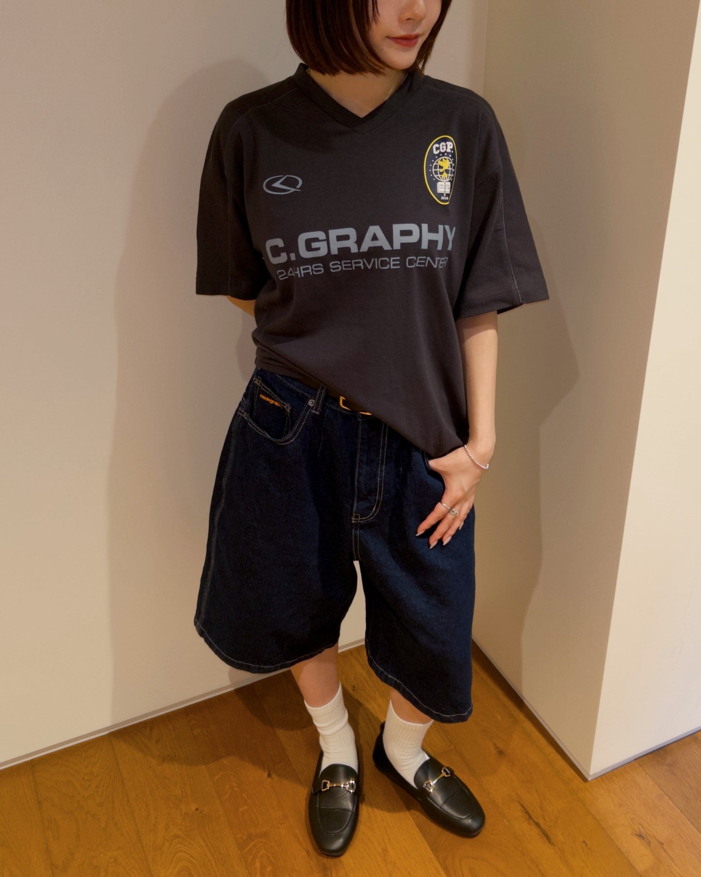 CG 24H  TRACK OVER FIT V-NECK Tee