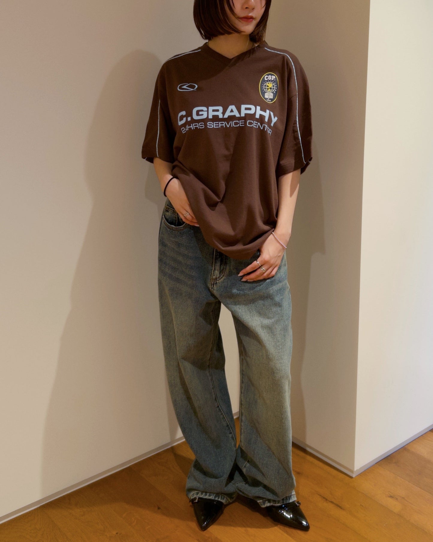 CG 24H  TRACK OVER FIT V-NECK Tee