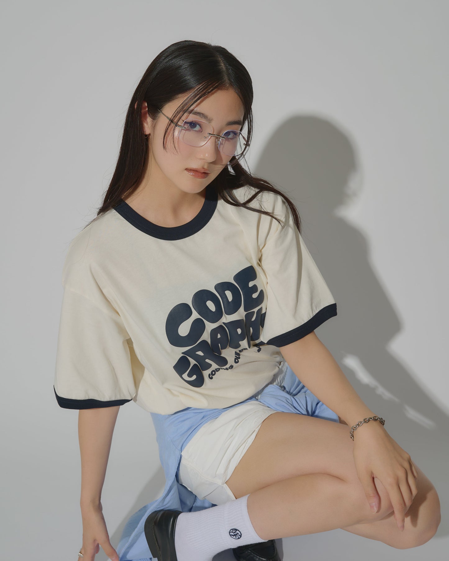 CODEGRAPHY JELLY Logo Ringer Short Sleeve T-Shirt CBEUUTS032A