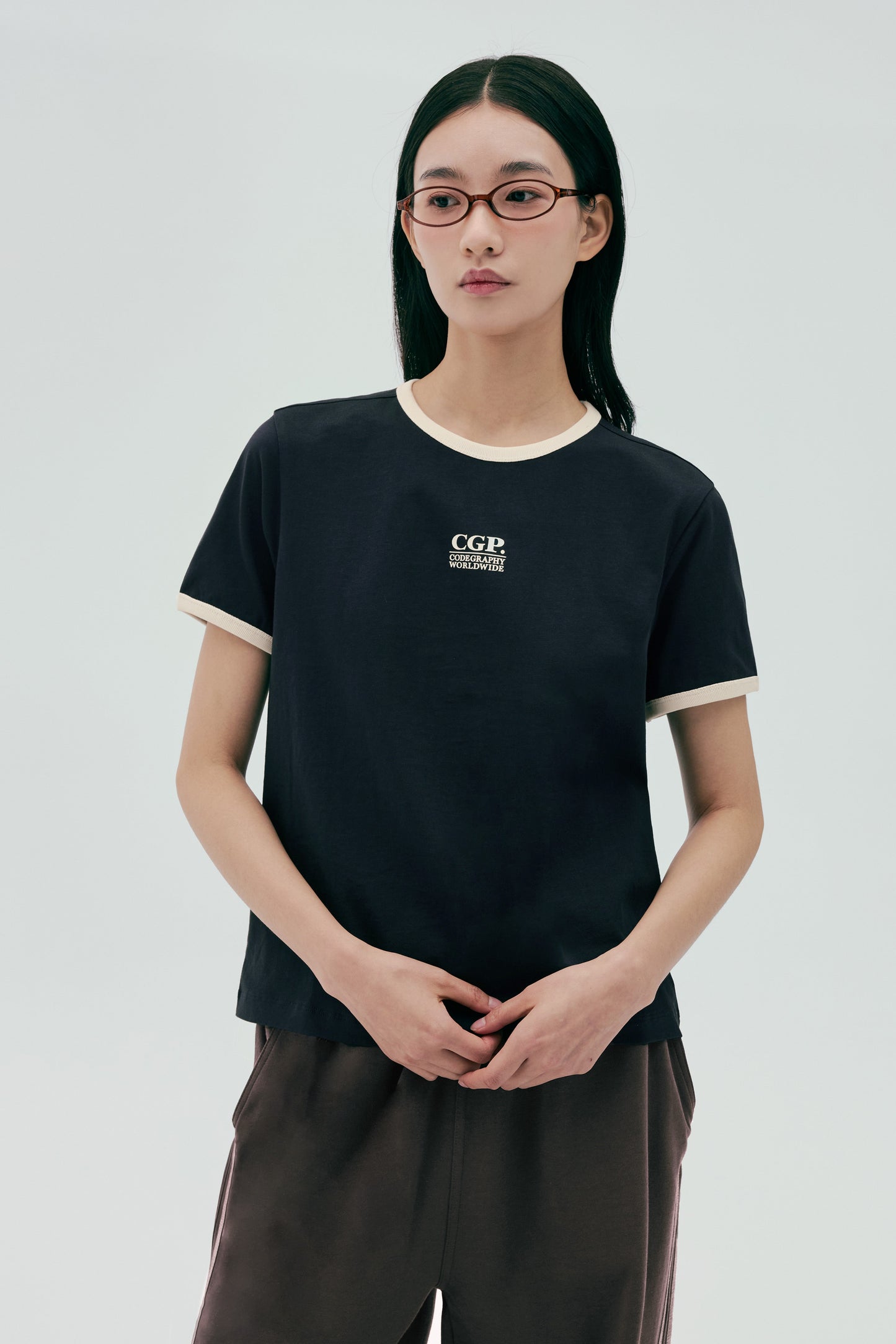 (Women) CGP Small Square Logo Ringer Short Sleeve T-Shirt CBEUWTS017