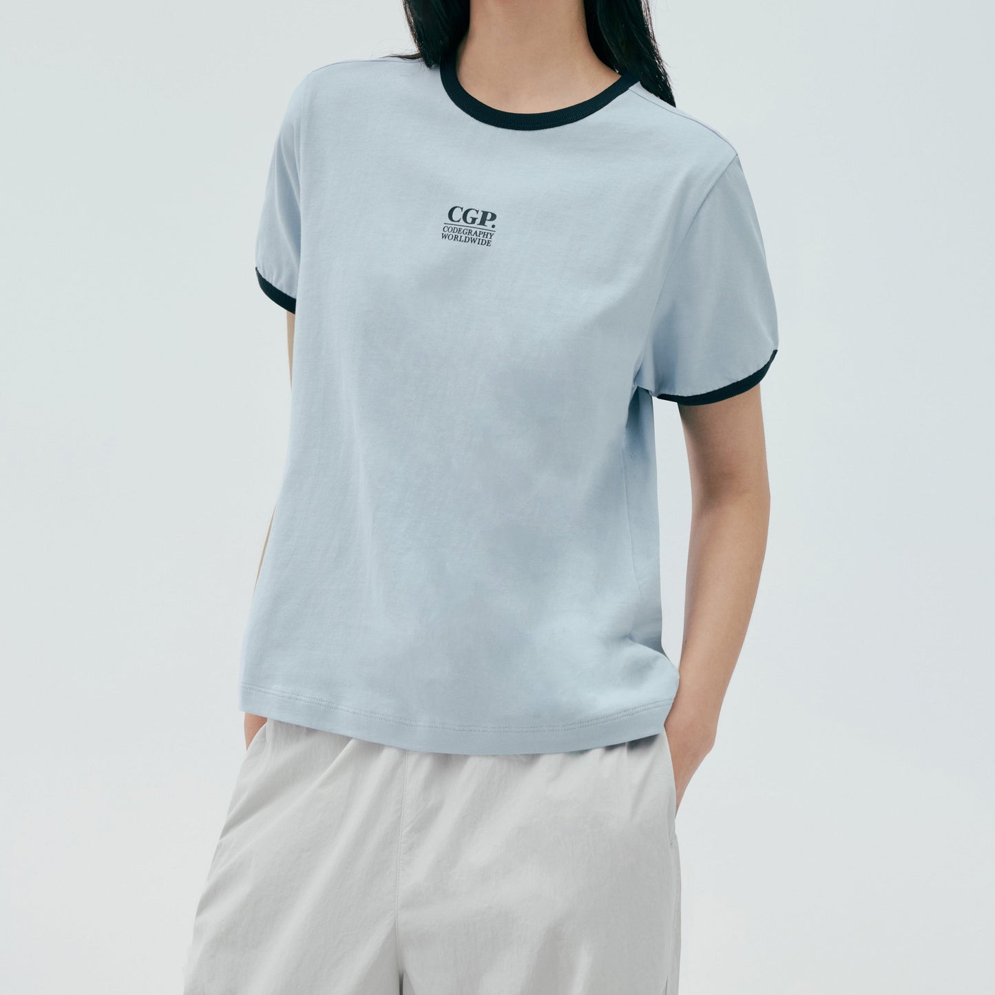 (Women) CGP Small Square Logo Ringer Short Sleeve T-Shirt CBEUWTS017