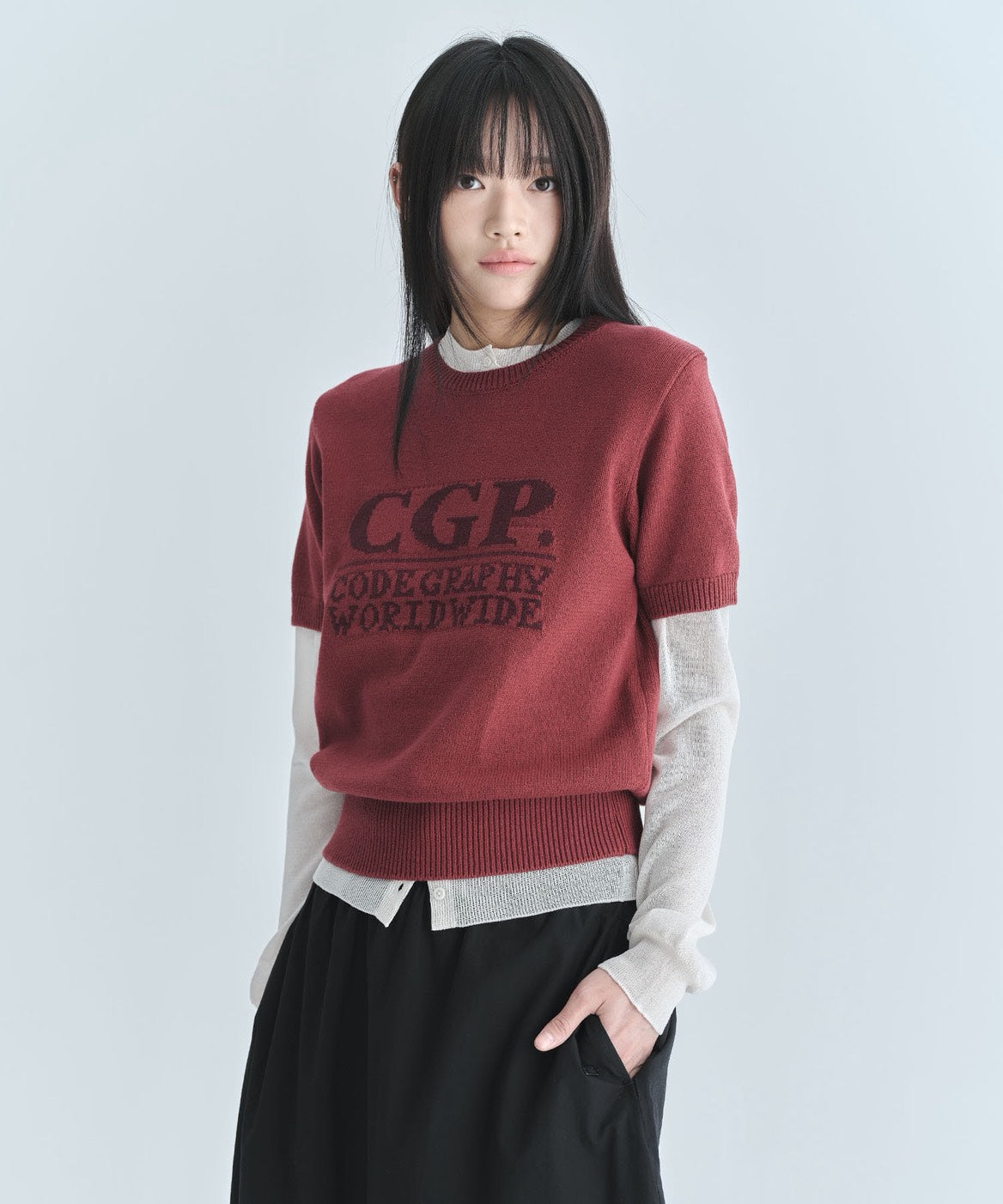 (Women's) Big Square Logo Short Sleeve Knit CBFUWKS002