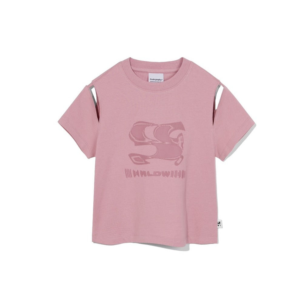 (WOMAN) WAVE Symbol Cut out SHORT SLEEVE T-Shirt