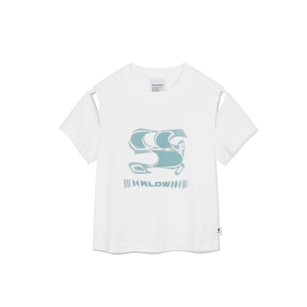 (WOMAN) WAVE Symbol Cut out SHORT SLEEVE T-Shirt