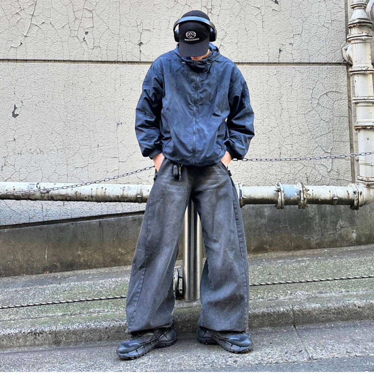 TECH NYLON TIEDYE HOOD WIND BRACKER JACKET