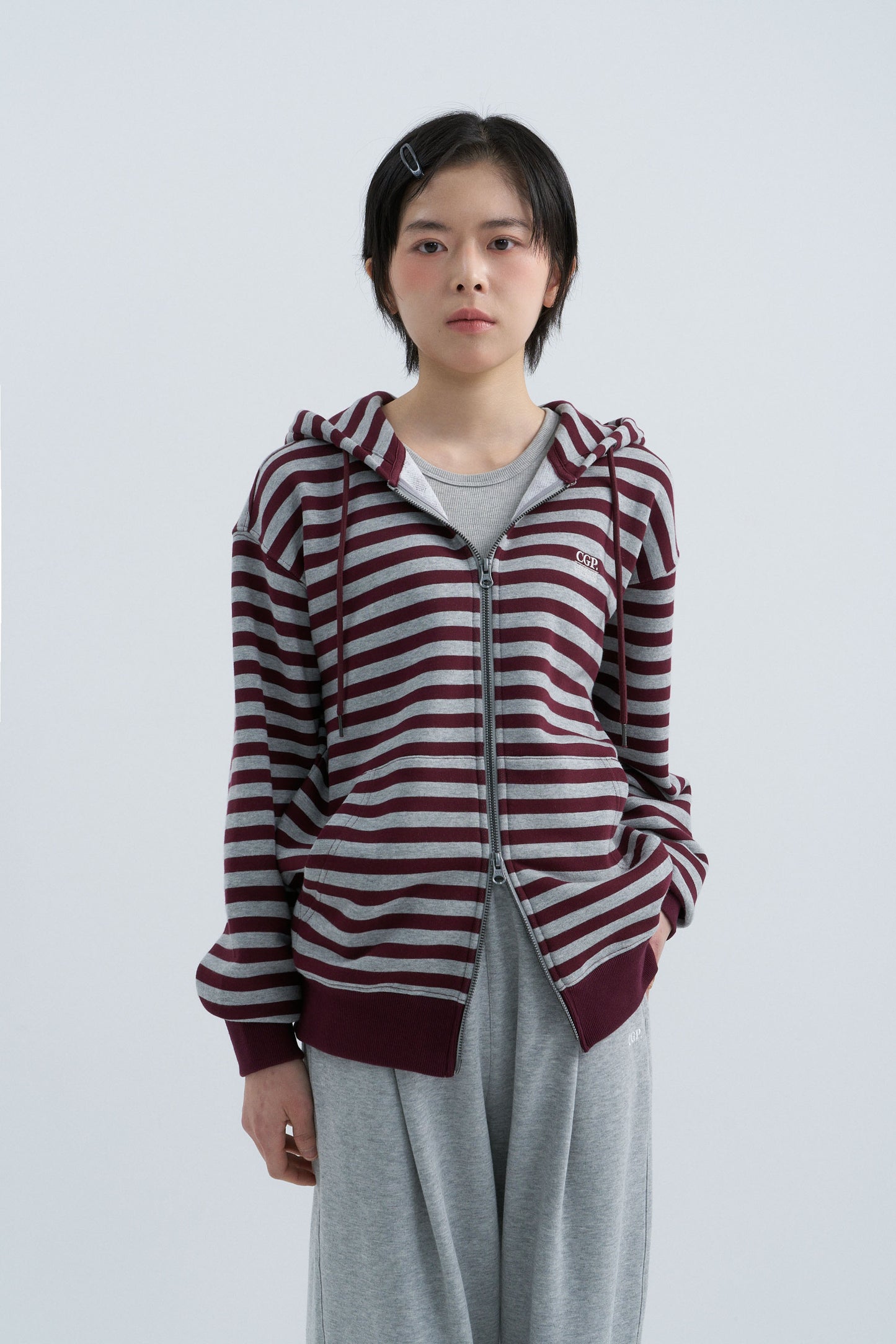 Striped Hooded Zip-up CBFSUTC002