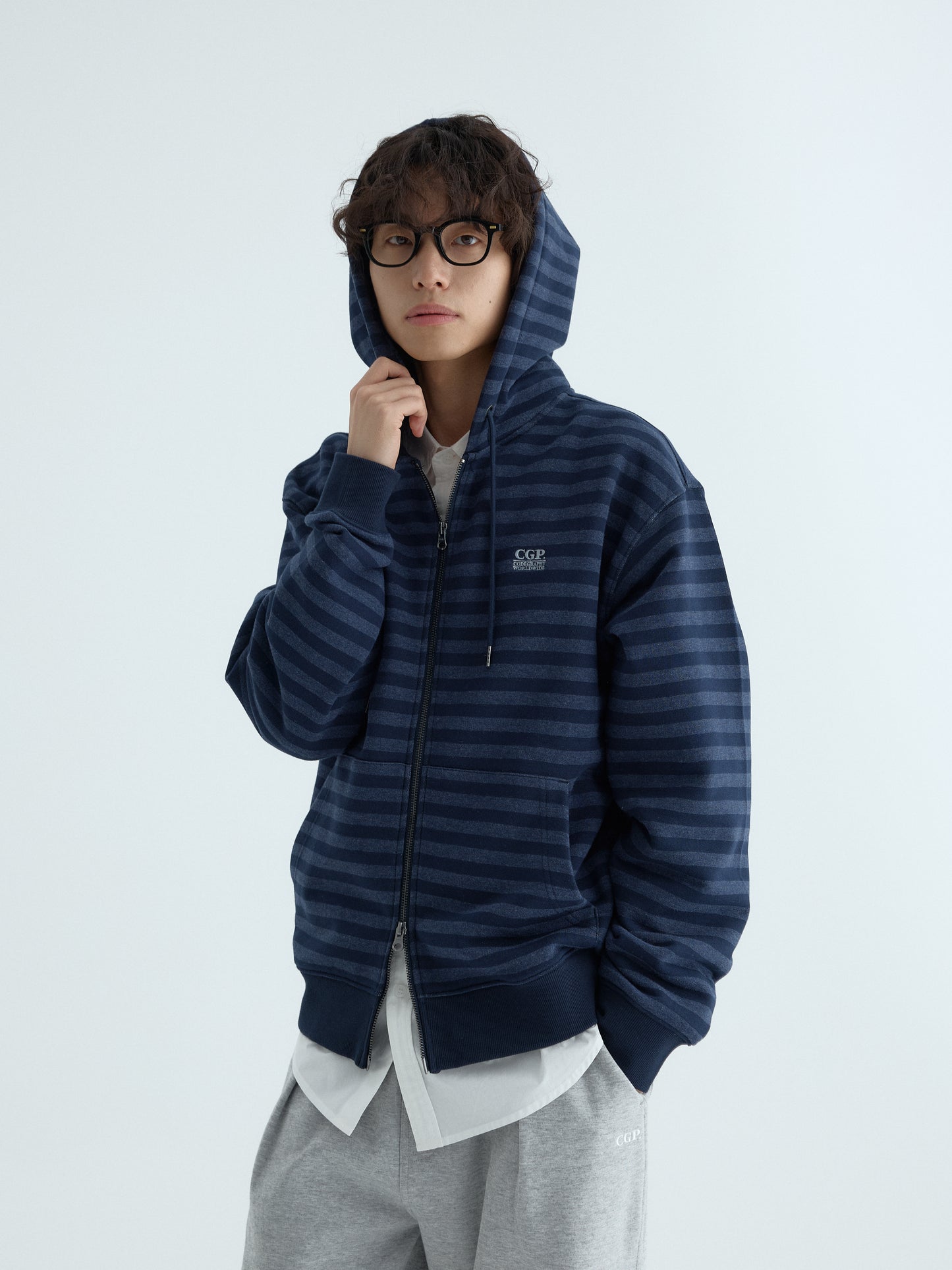 Striped Hooded Zip-up CBFSUTC002
