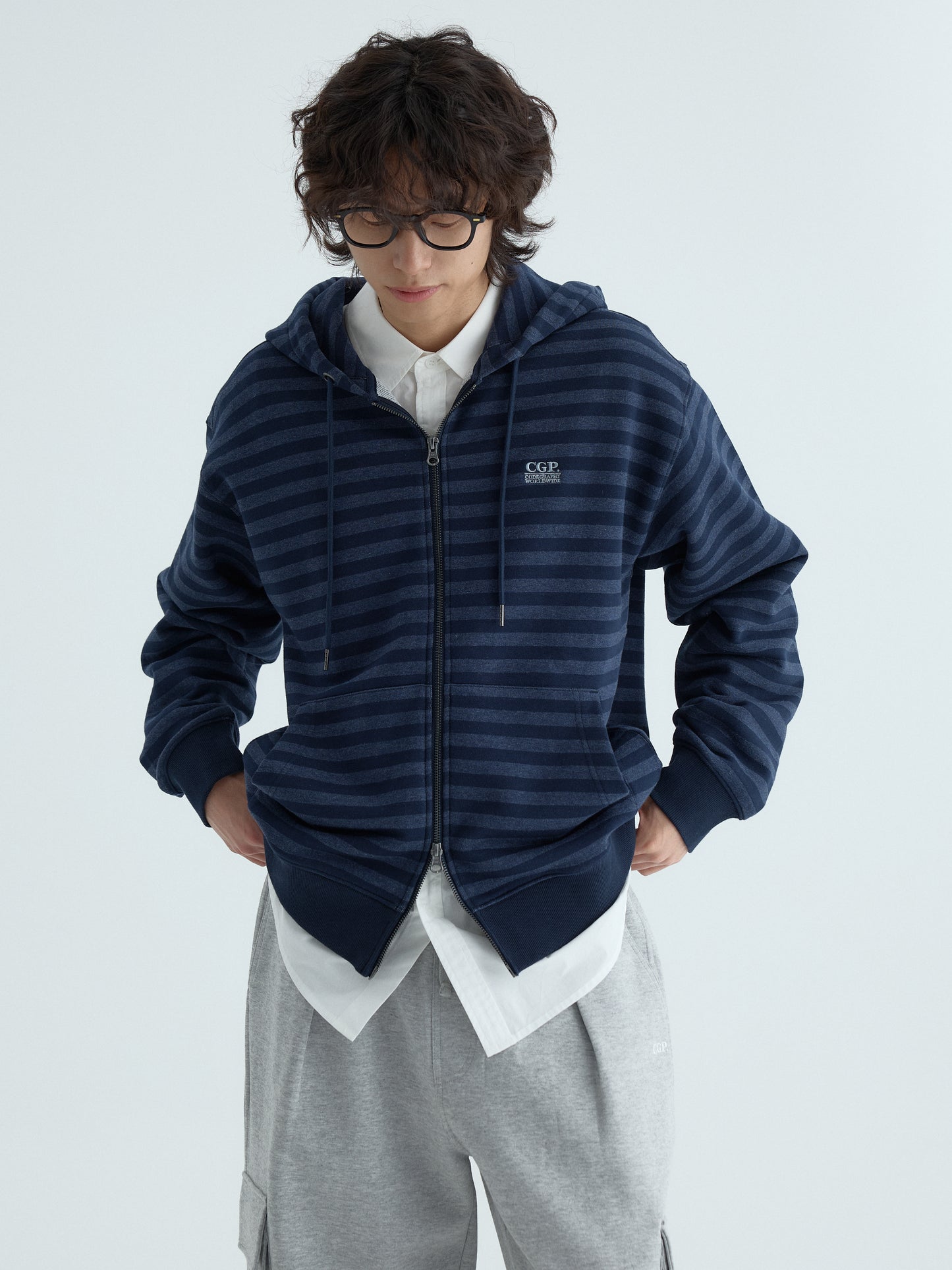 Striped Hooded Zip-up CBFSUTC002