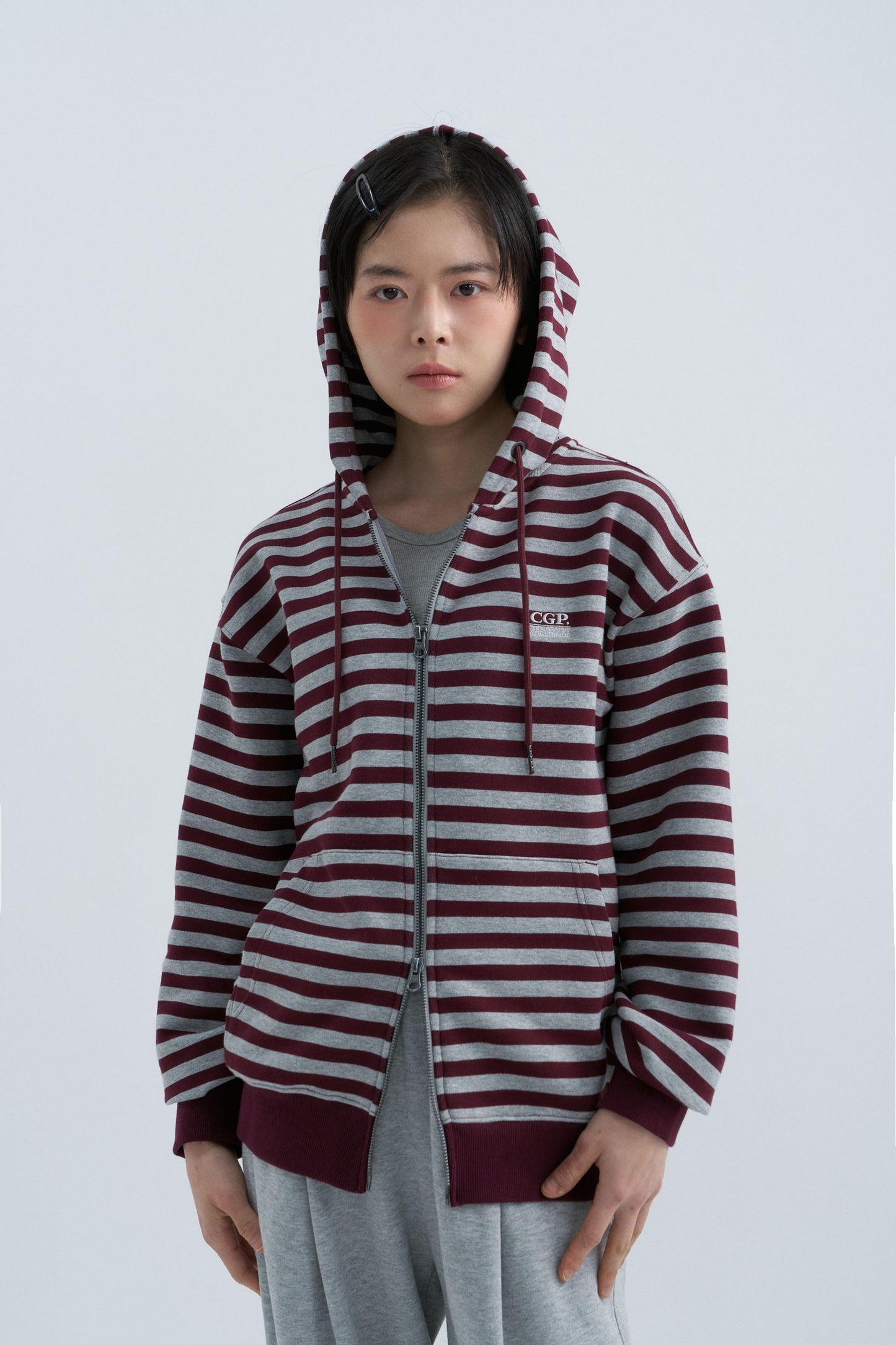 Striped Hooded Zip-up CBFSUTC002
