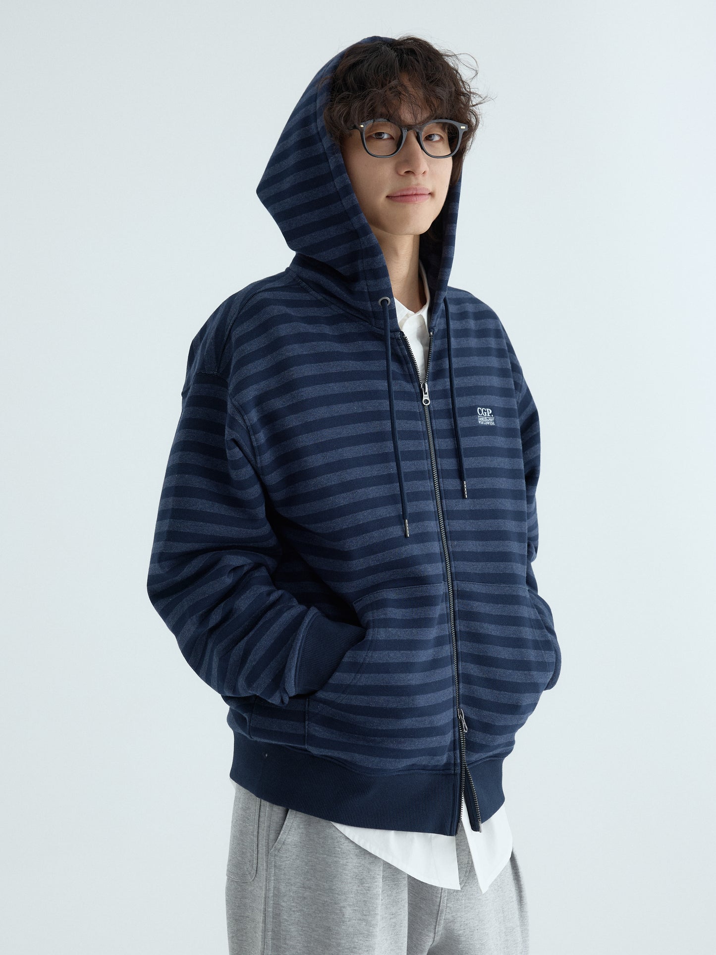 Striped Hooded Zip-up CBFSUTC002