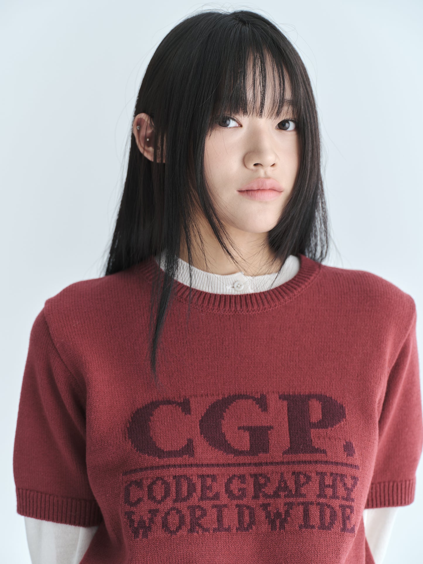 (Women's) Big Square Logo Short Sleeve Knit CBFUWKS002