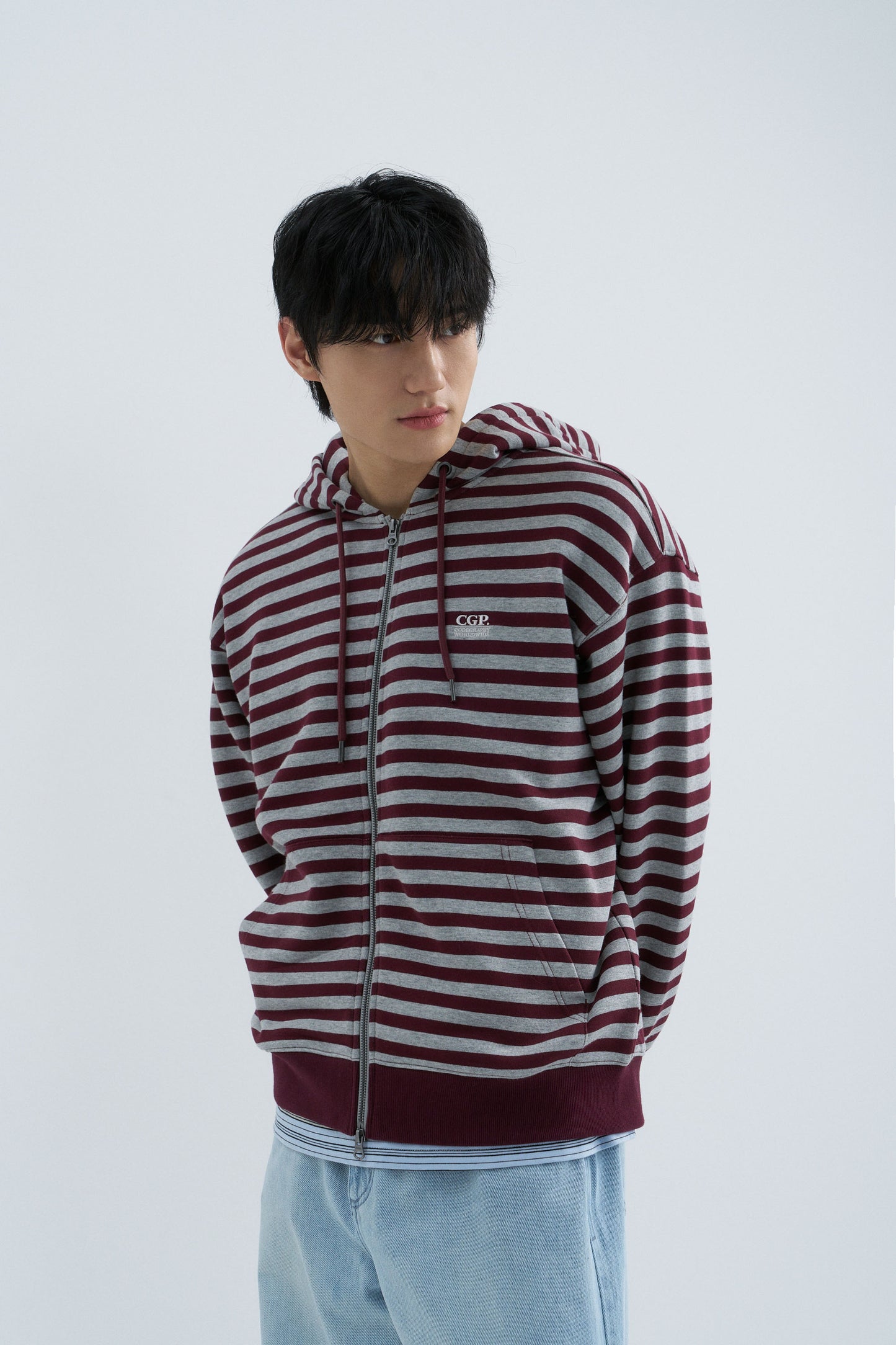 Striped Hooded Zip-up CBFSUTC002
