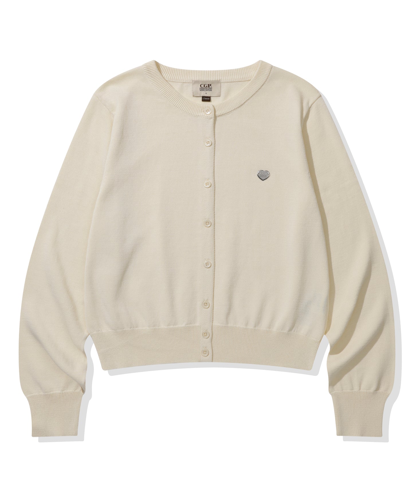 (Women) Square logo basic knit cardigan heart