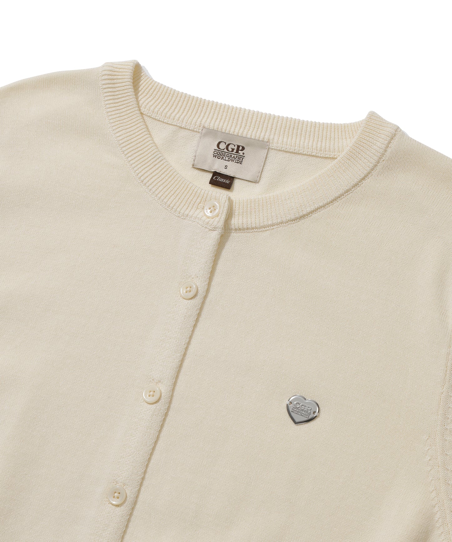 (Women) Square logo basic knit cardigan heart
