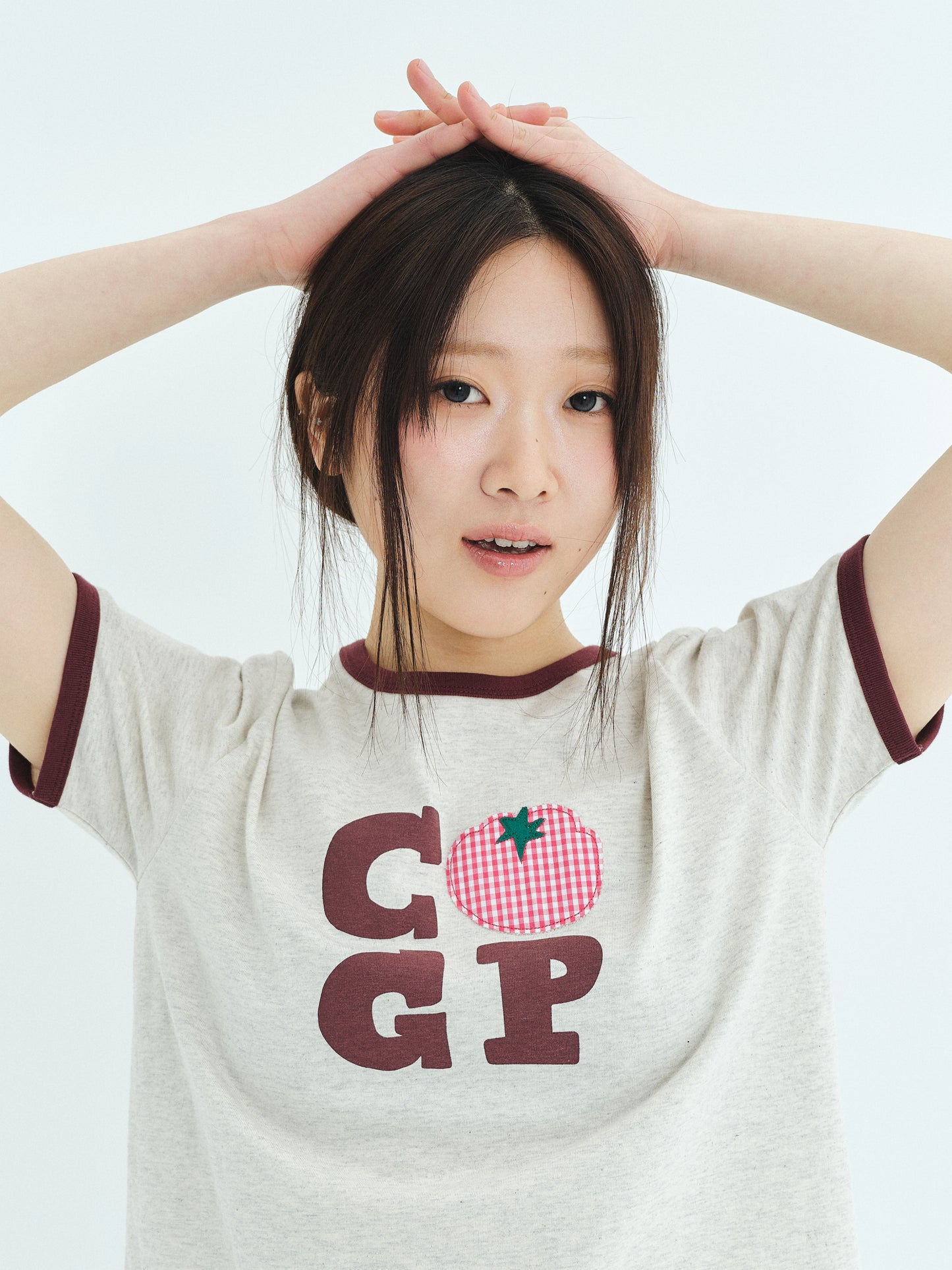 (Women's) CGP Check Tomato Ringer Short Sleeve T-Shirt CBFUWTS124
