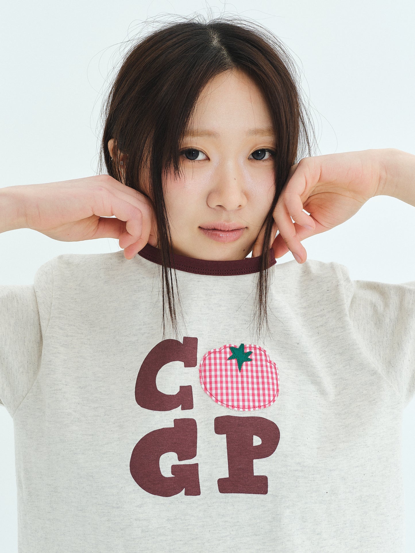 (Women's) CGP Check Tomato Ringer Short Sleeve T-Shirt CBFUWTS124