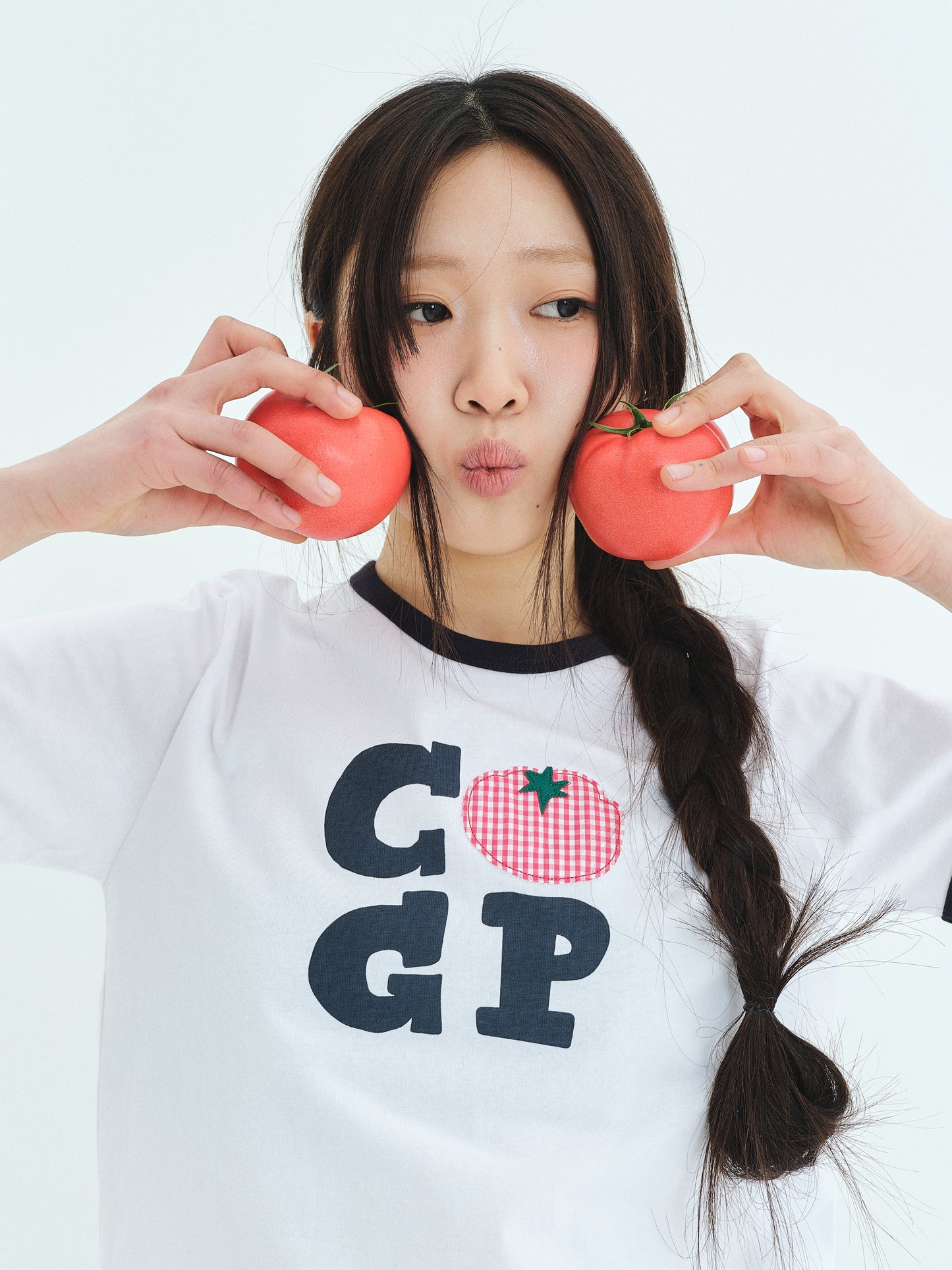 (Women's) CGP Check Tomato Ringer Short Sleeve T-Shirt CBFUWTS124