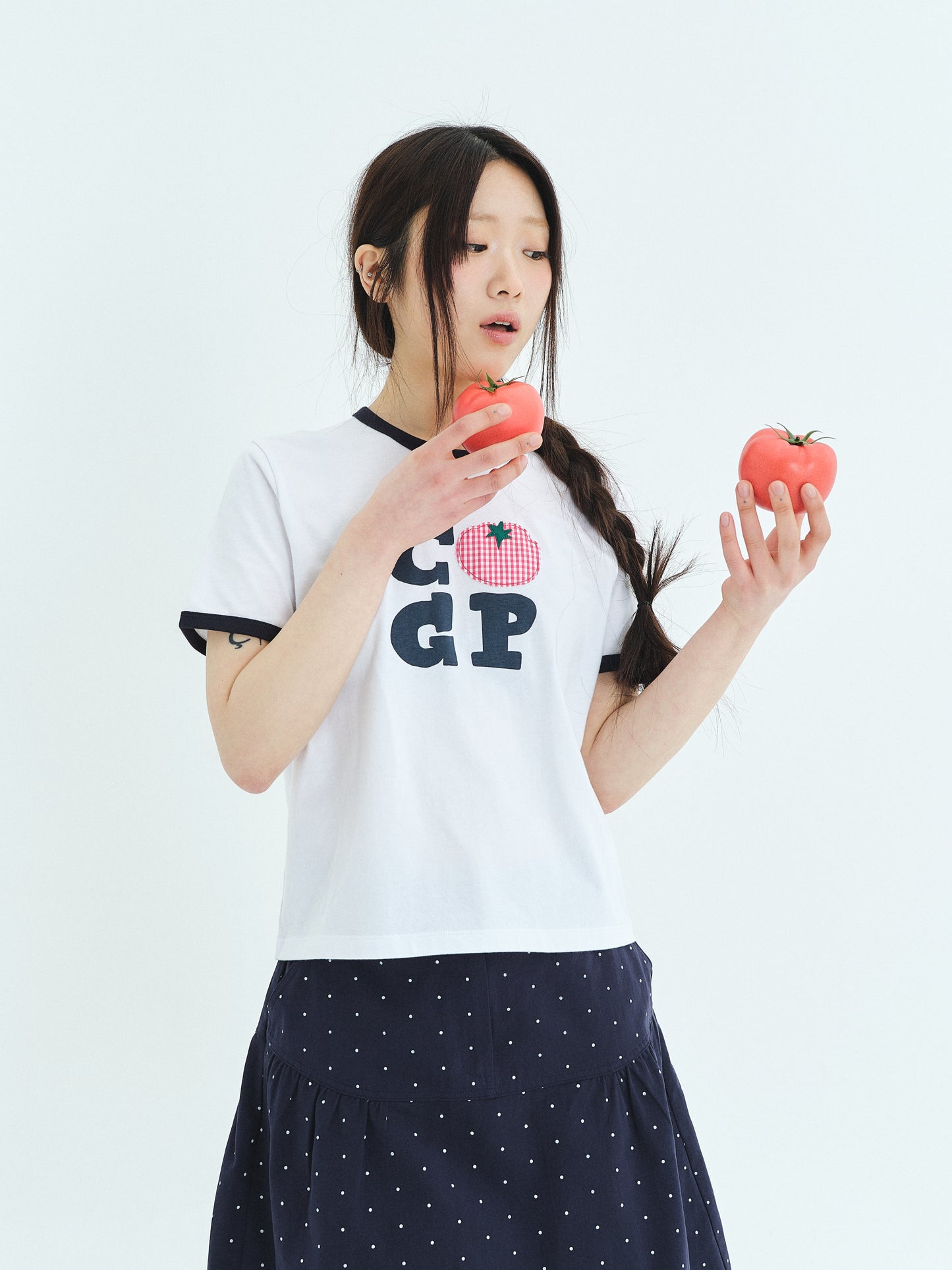 (Women's) CGP Check Tomato Ringer Short Sleeve T-Shirt CBFUWTS124
