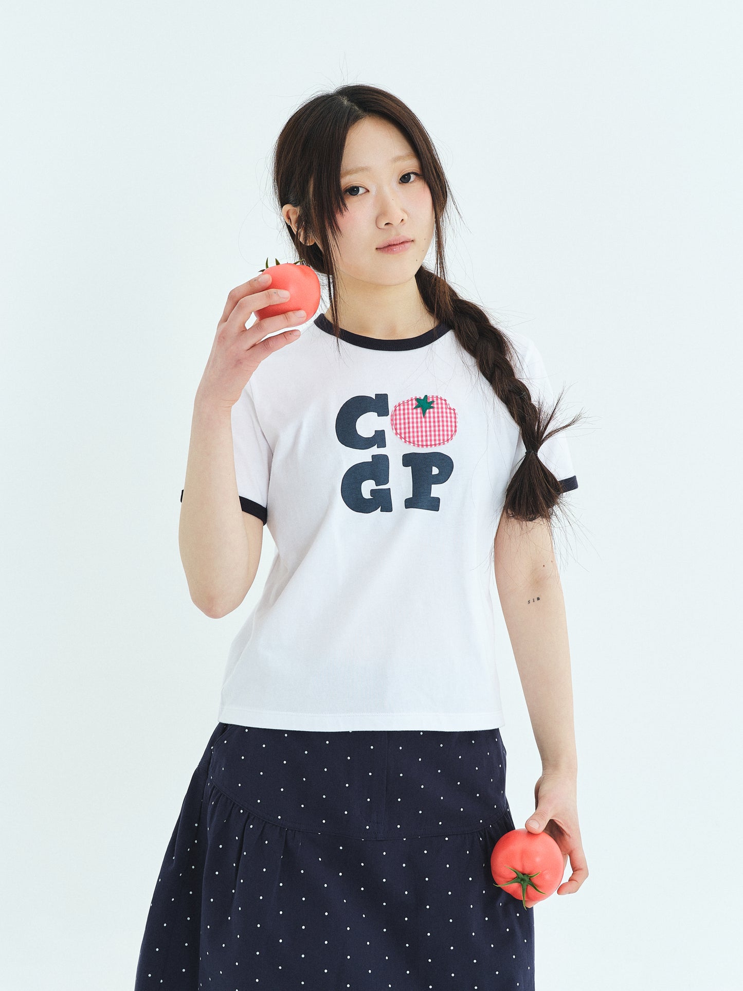 (Women's) CGP Check Tomato Ringer Short Sleeve T-Shirt CBFUWTS124