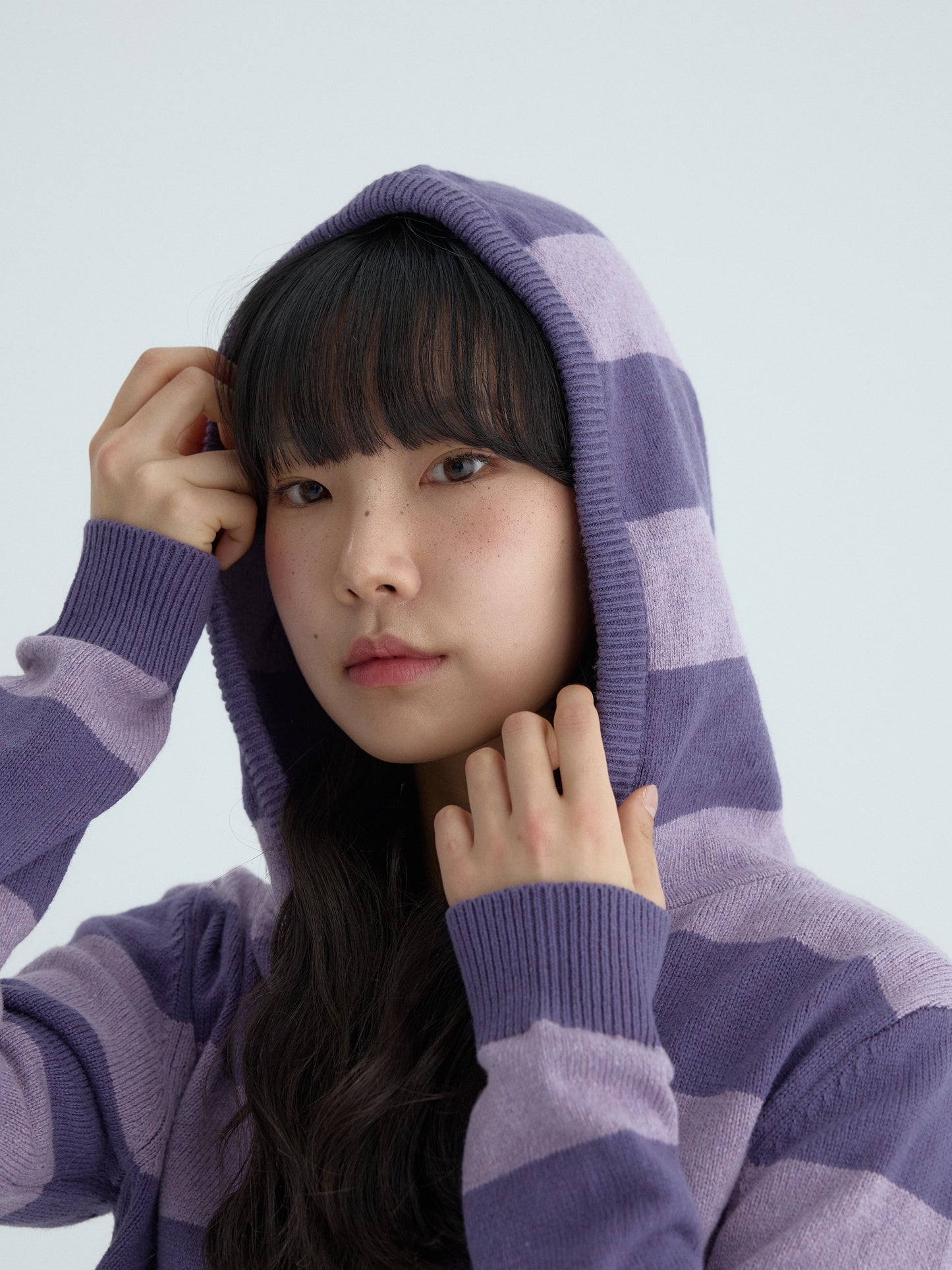 (Women's) Striped Knit Hooded Zip-up CBFSWKC001