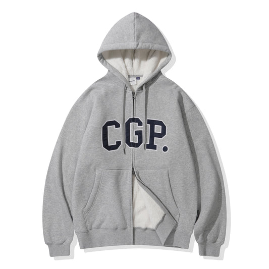 Archilogo boa fur hooded zip-up CBEWUTC360