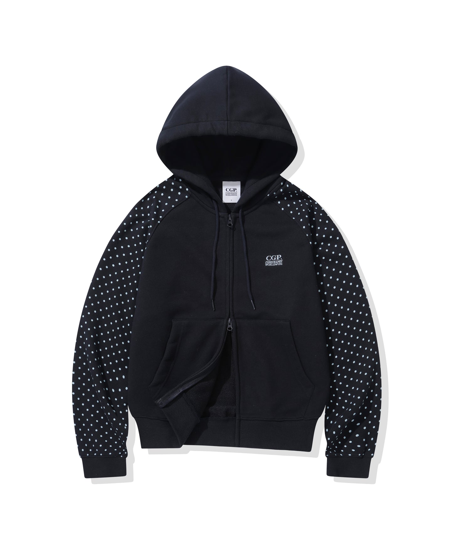 (Women's) Raglan Contrast Dot Hooded Zip-up CBFSWTC005