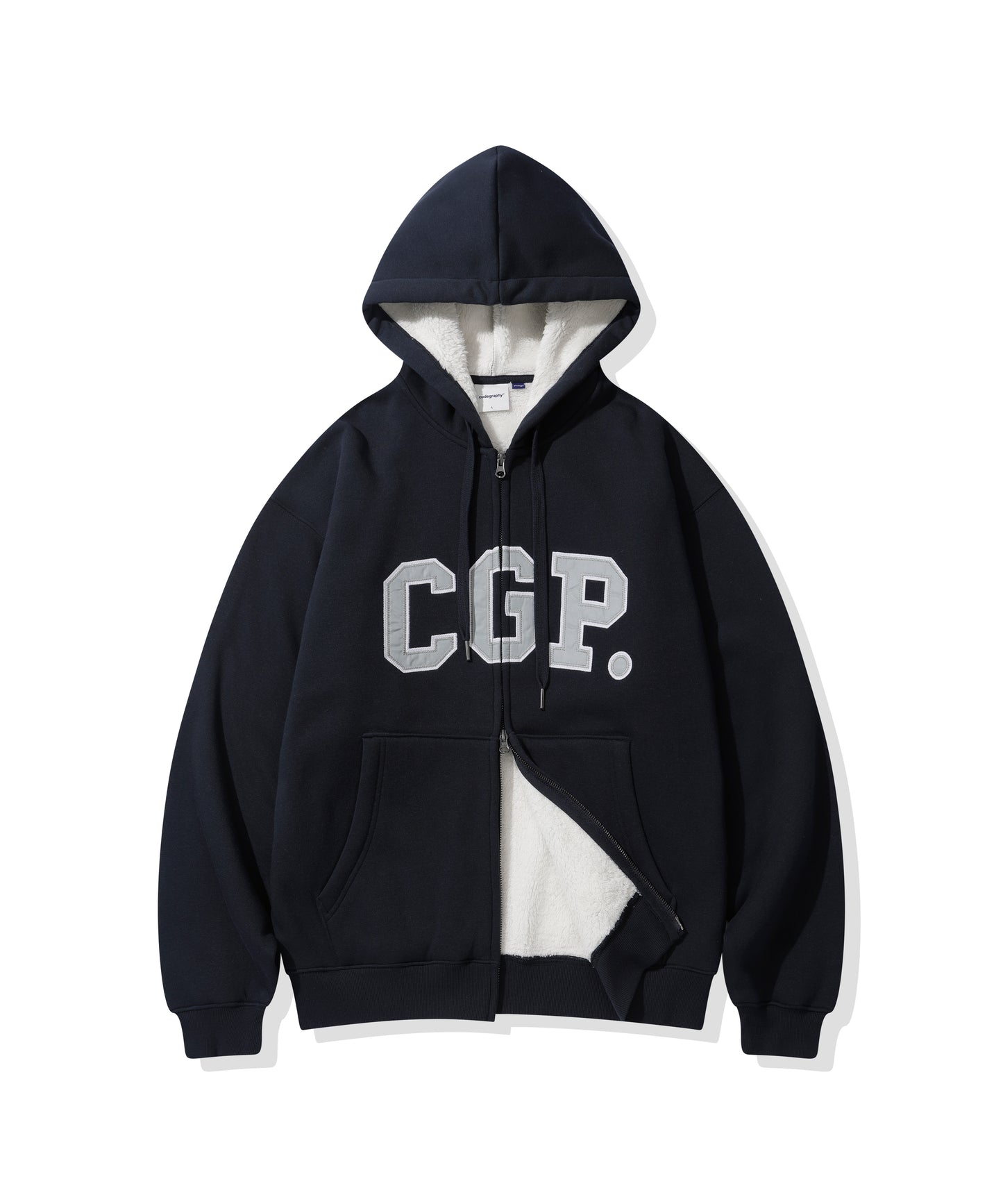 Archilogo boa fur hooded zip-up CBEWUTC360