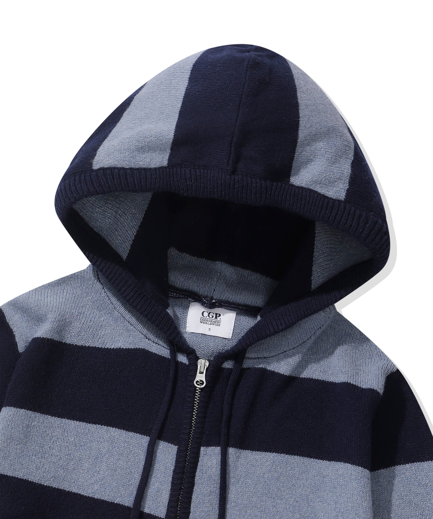 (Women's) Striped Knit Hooded Zip-up CBFSWKC001