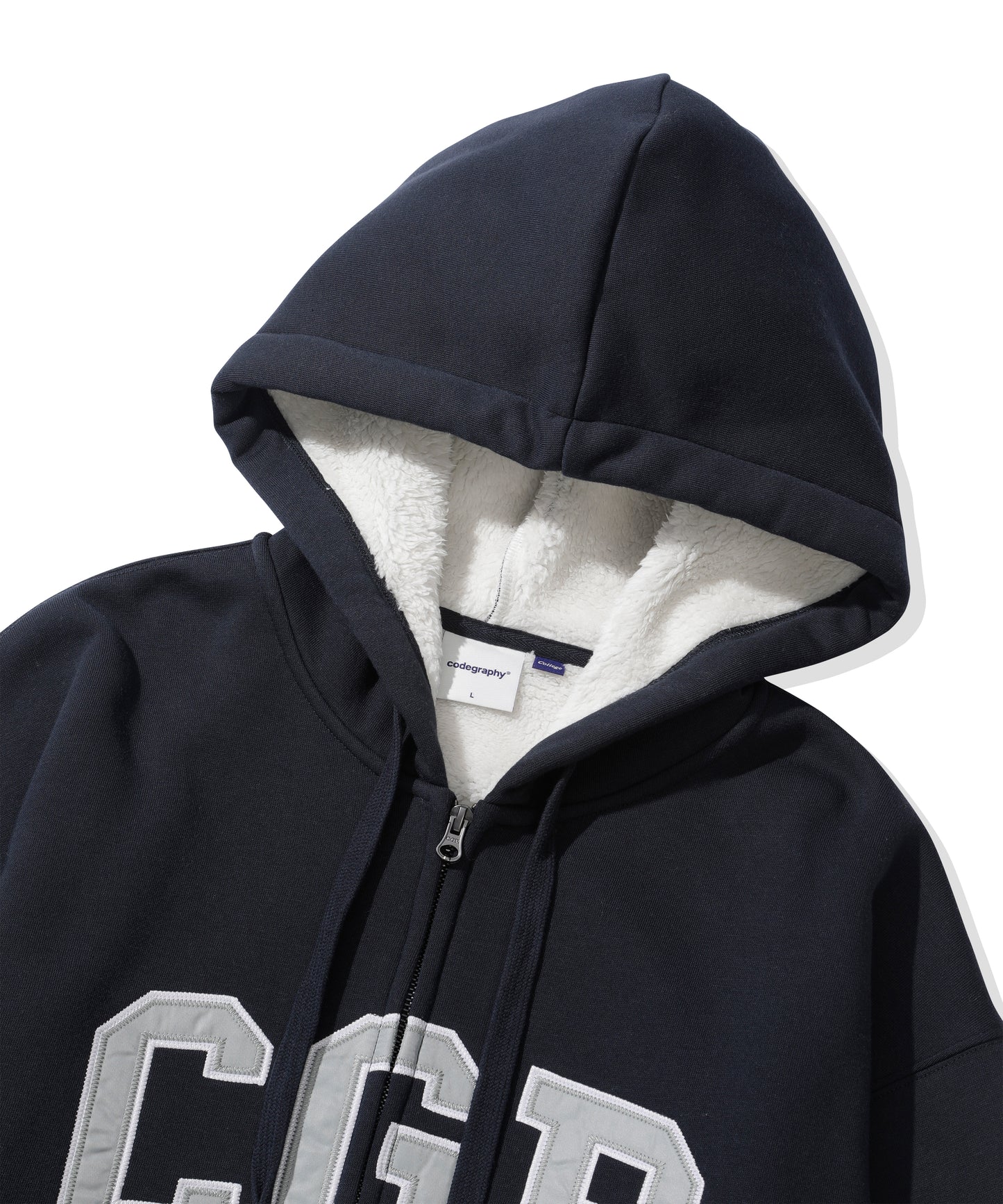 Archilogo boa fur hooded zip-up CBEWUTC360