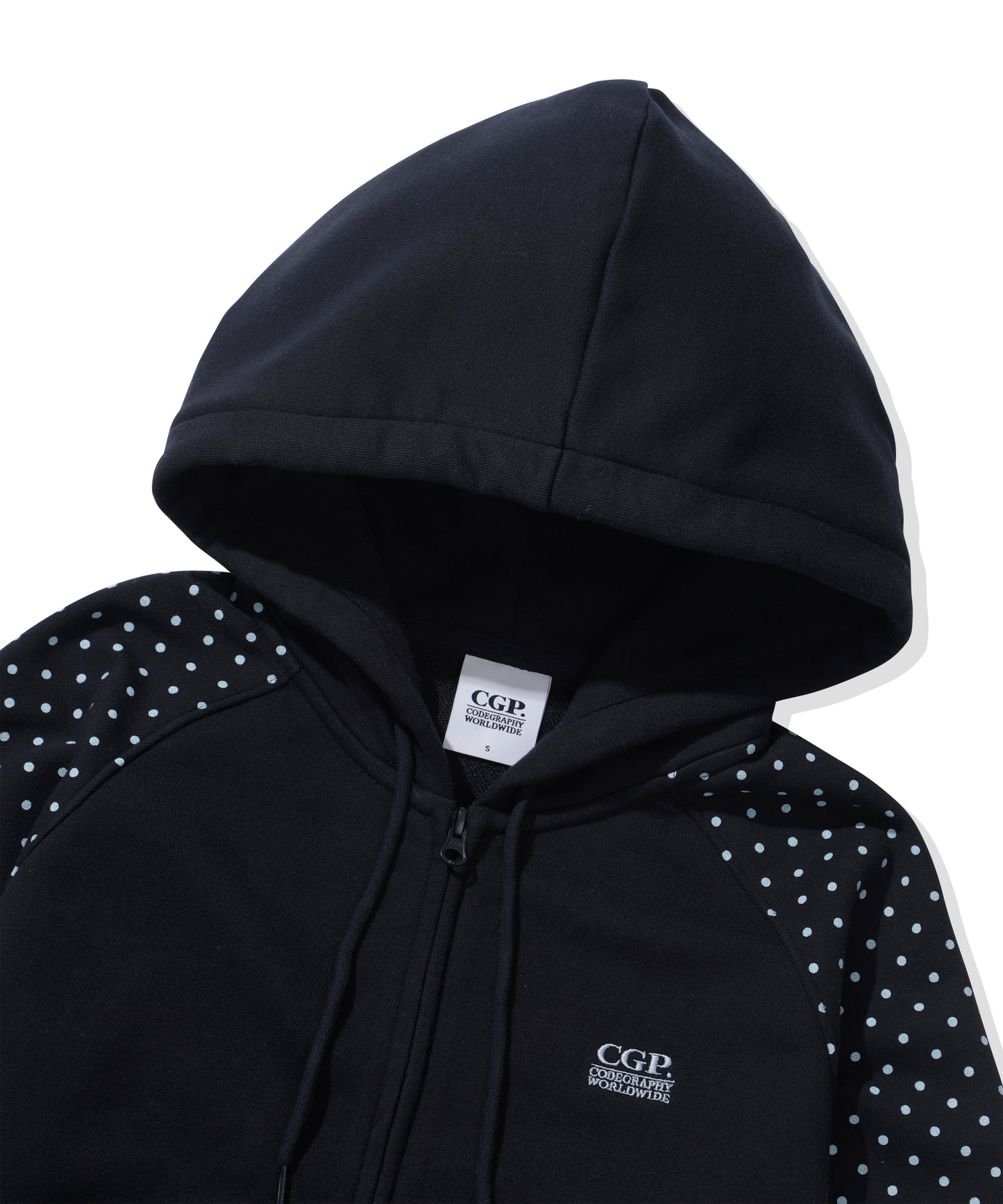 (Women's) Raglan Contrast Dot Hooded Zip-up CBFSWTC005