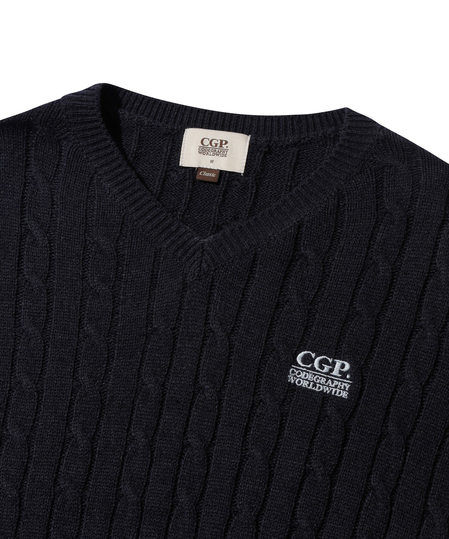 (Women) Small Square V-Neck Cable Knit CBEWWKL042