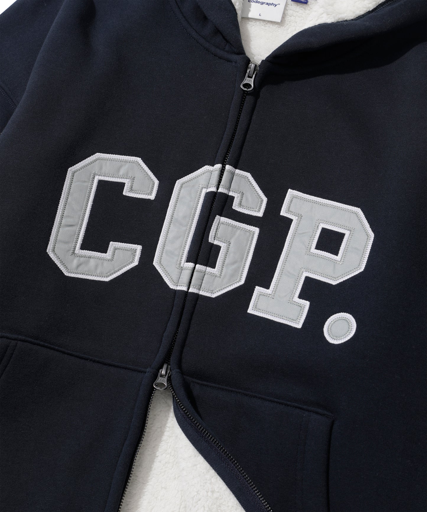 Archilogo boa fur hooded zip-up CBEWUTC360