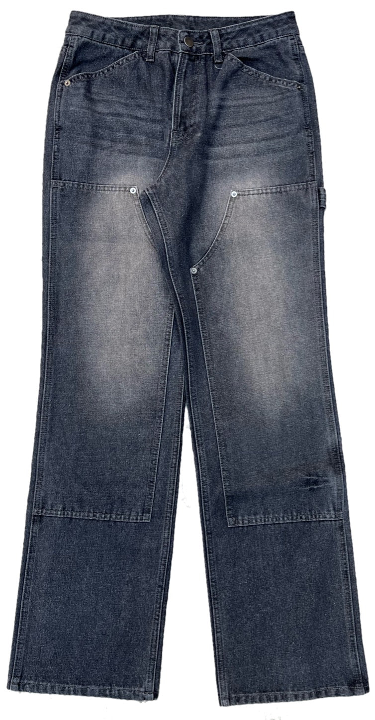 （Woman)Washed Double Knee Denim