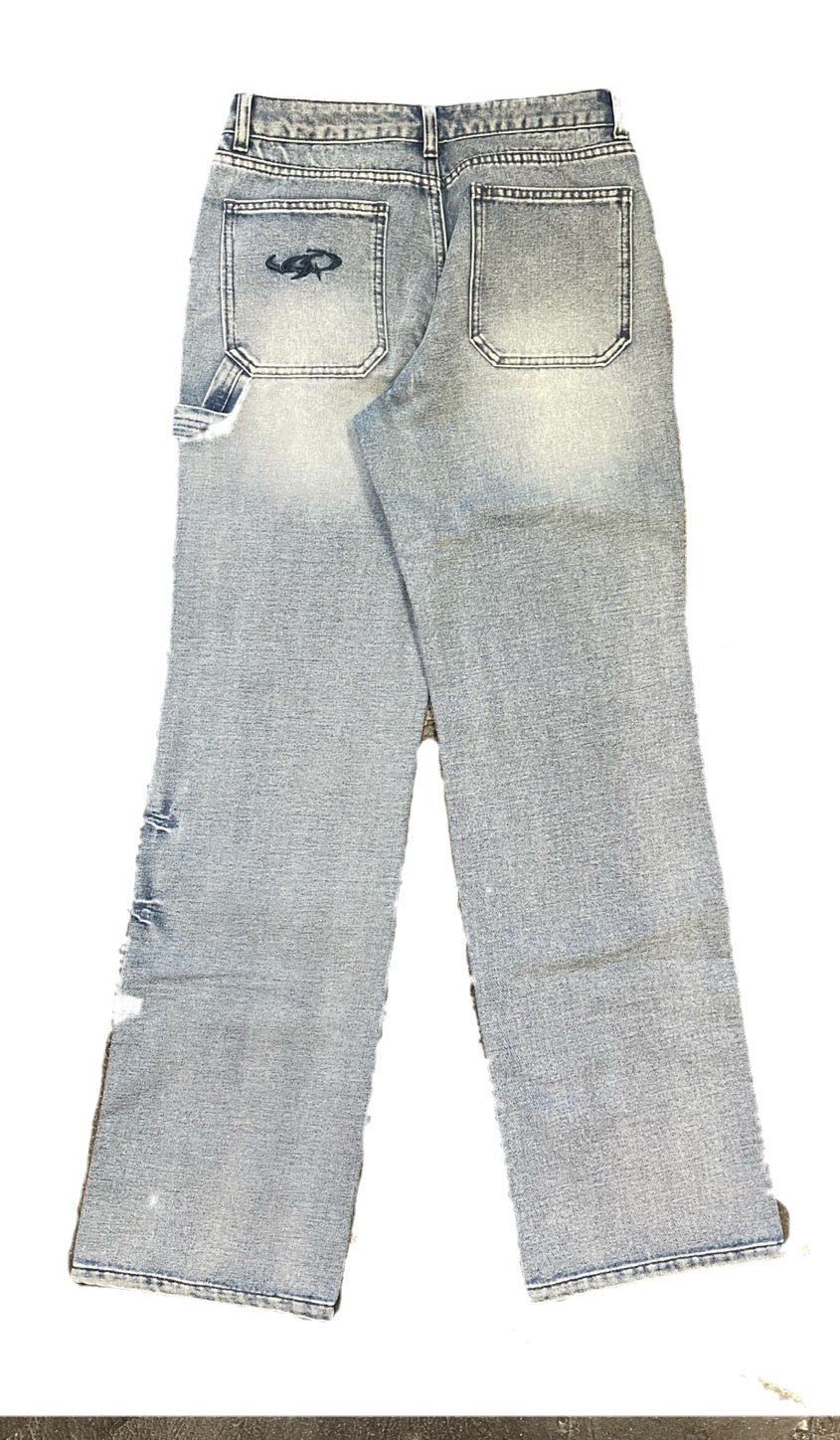 （Woman)Washed Double Knee Denim