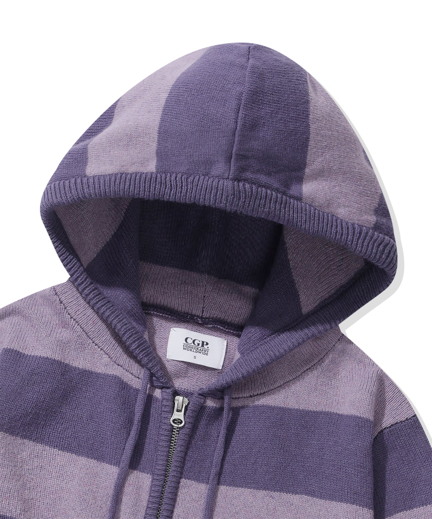 (Women's) Striped Knit Hooded Zip-up CBFSWKC001