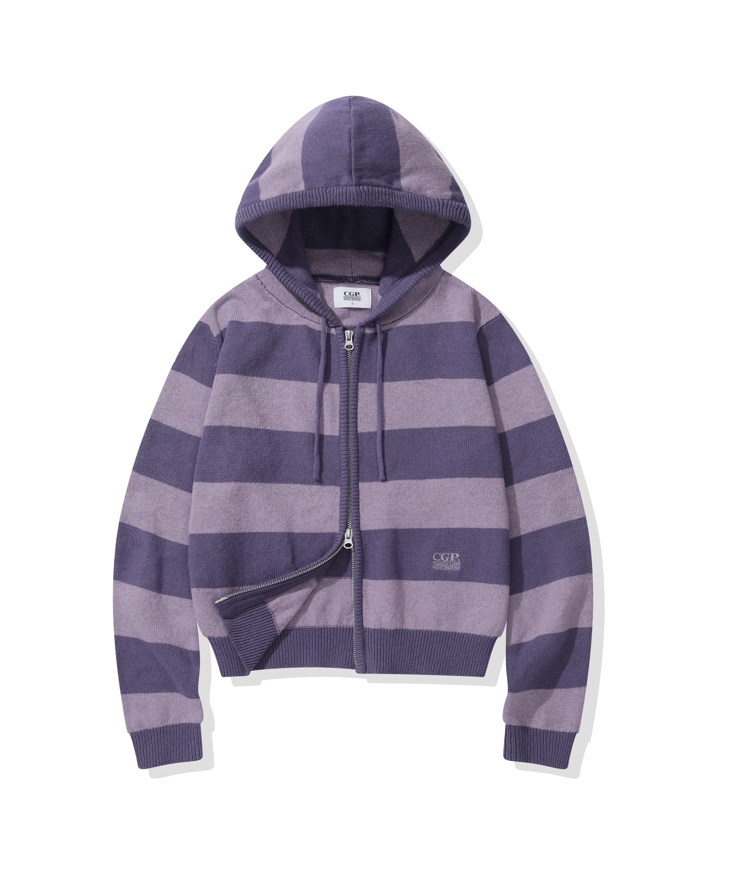 (Women's) Striped Knit Hooded Zip-up CBFSWKC001