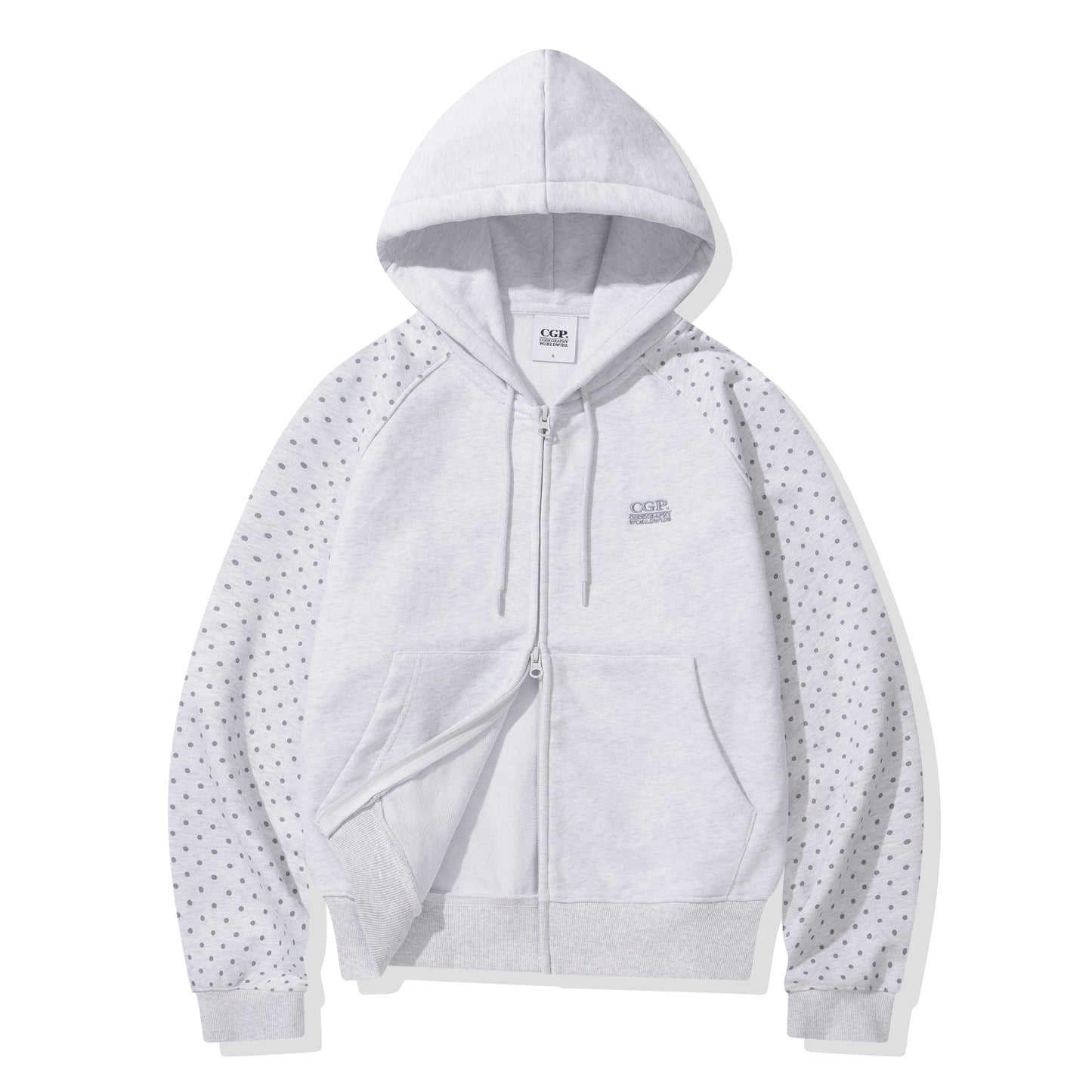 (Women's) Raglan Contrast Dot Hooded Zip-up CBFSWTC005