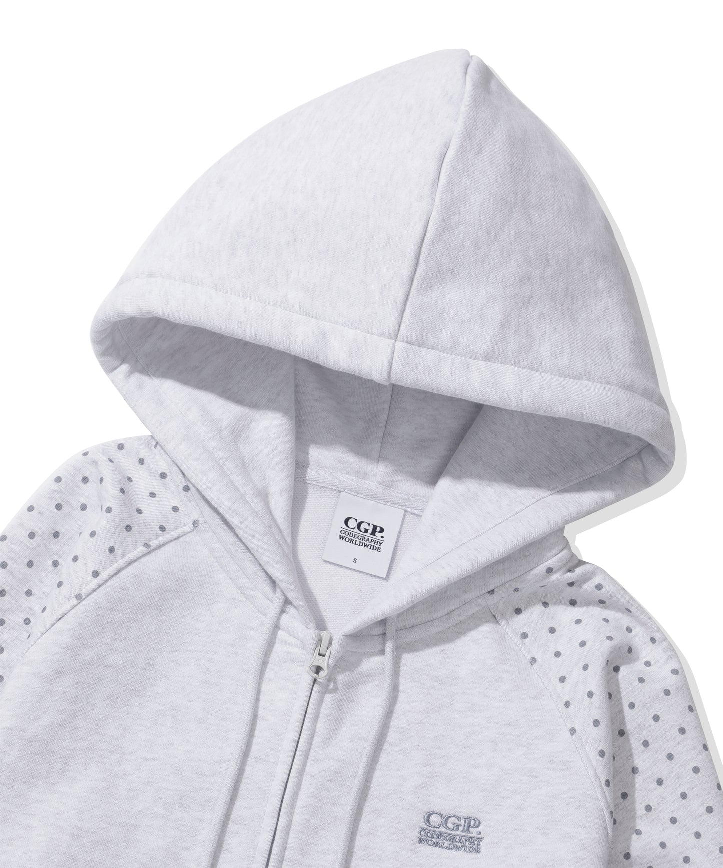 (Women's) Raglan Contrast Dot Hooded Zip-up CBFSWTC005