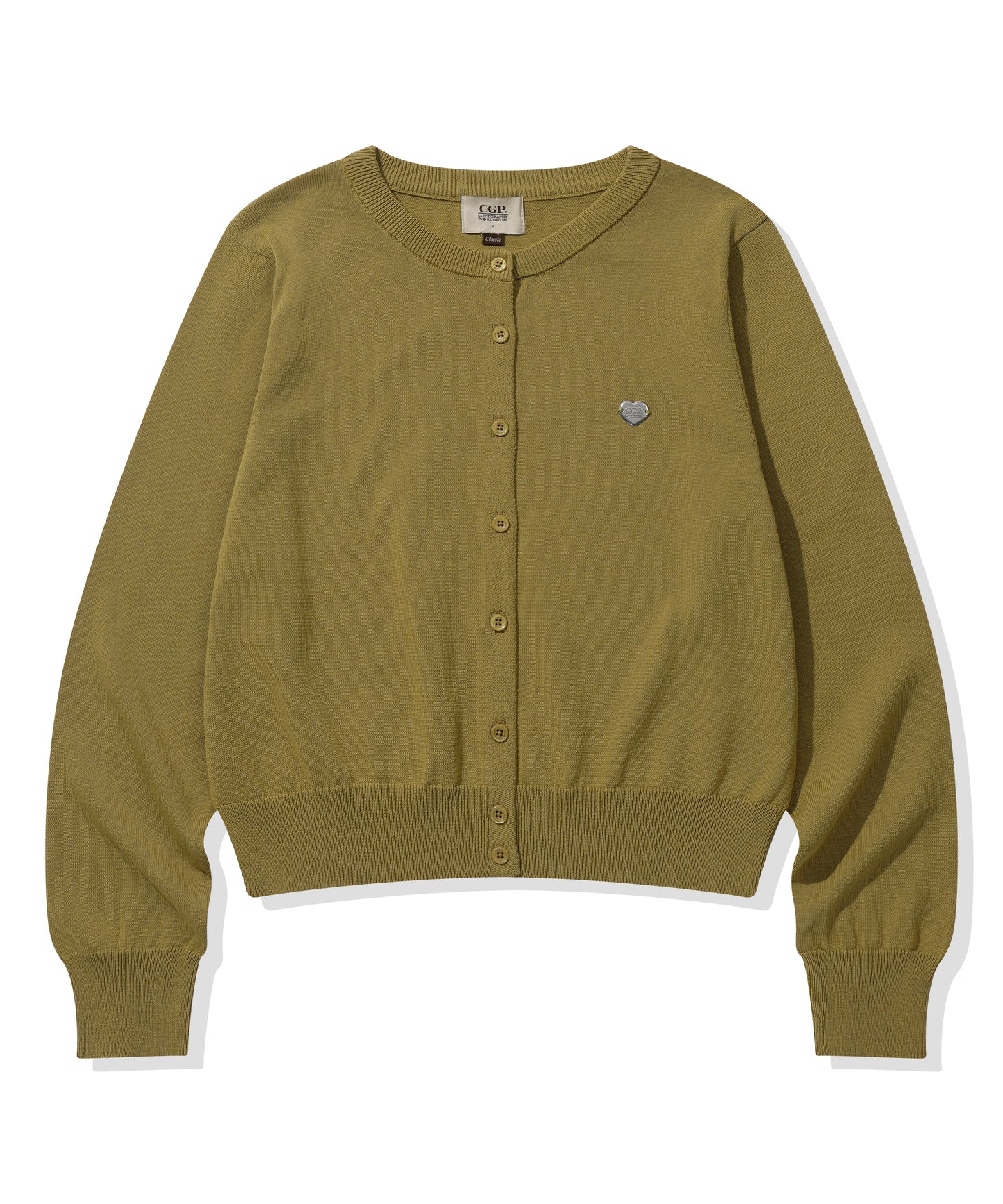 (Women) Square logo basic knit cardigan heart