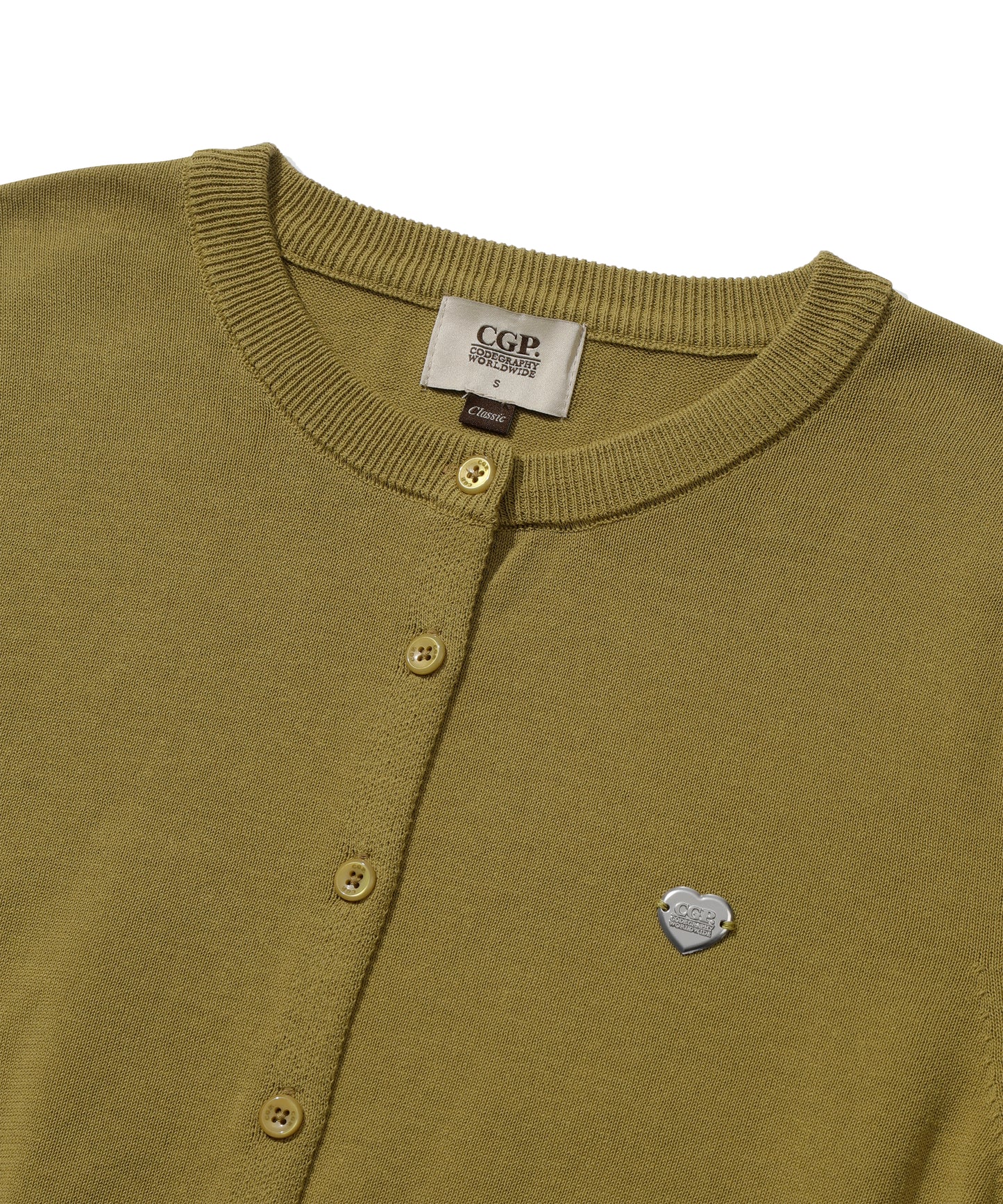 (Women) Square logo basic knit cardigan heart
