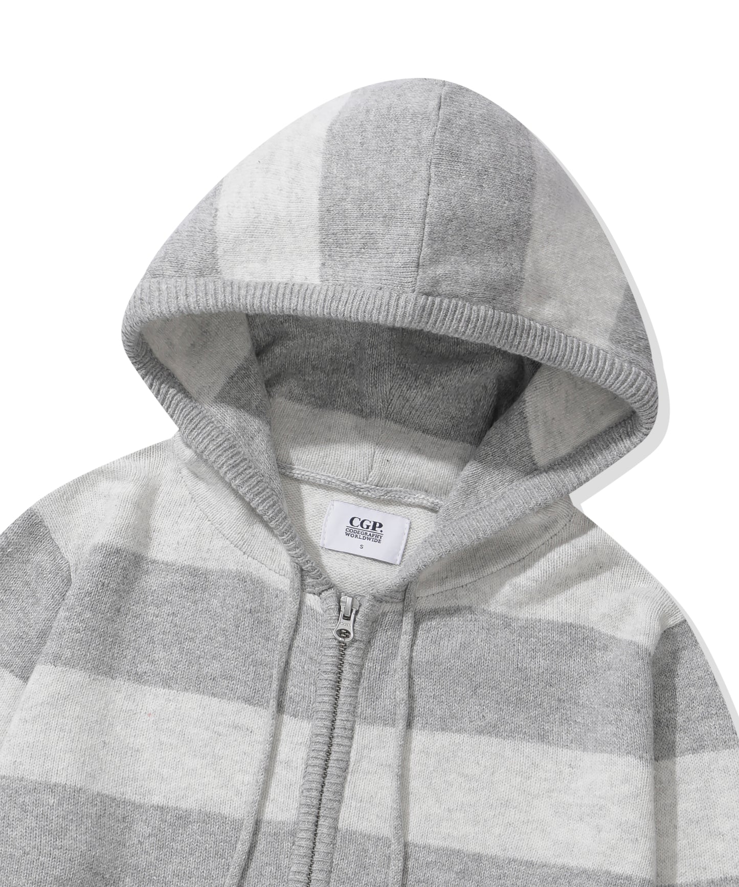 (Women's) Striped Knit Hooded Zip-up CBFSWKC001